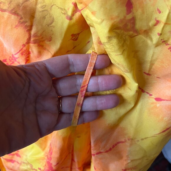 Vintage Aqua-Sheen Raincoat 60s 70s Tie Dye Sunburst Groovy Mod Butter Yellow - Picture 6 of 8